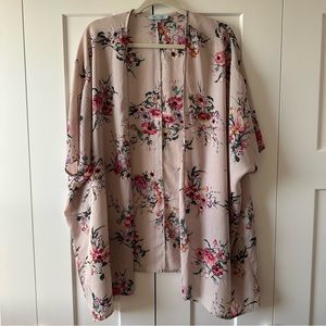 She + Sky Blush Floral Kimono- One Size